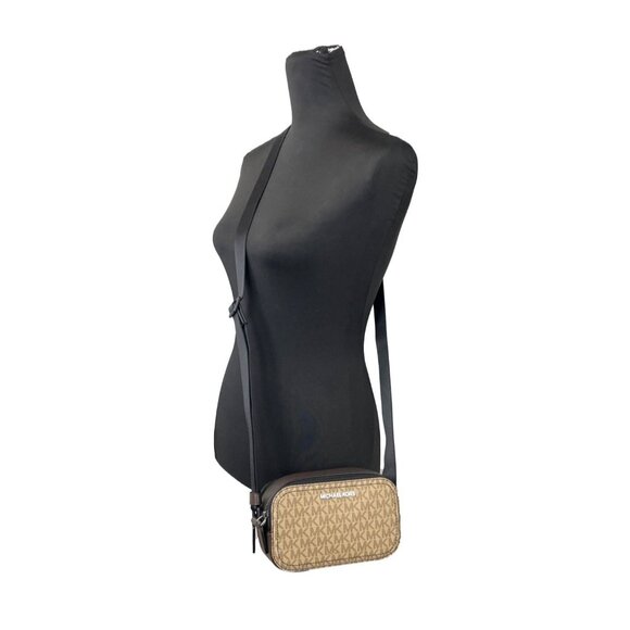 NEW Michael Kors Cooper Small Camera Crossbody Bag Camel / Black Handbag Purse - Picture 2 of 6